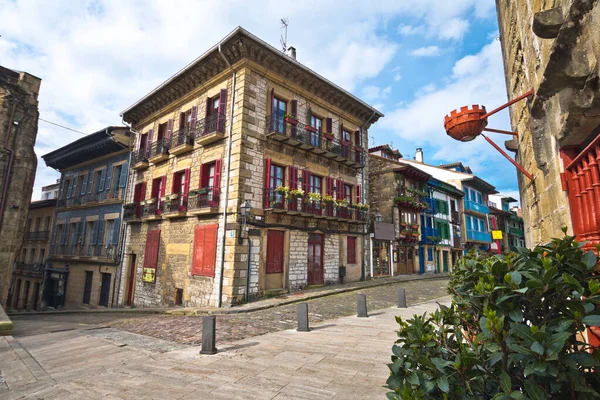 Kolorowe Ulice Miasta Hondarribia Hiszpania — Zdjęcie stockowe