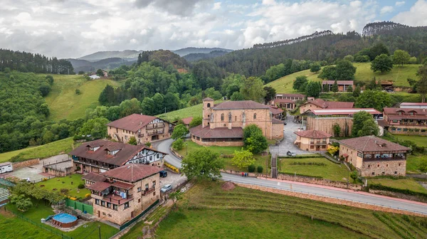 Vista Aérea Etxano Cidade Rural Espanha — Fotografia de Stock