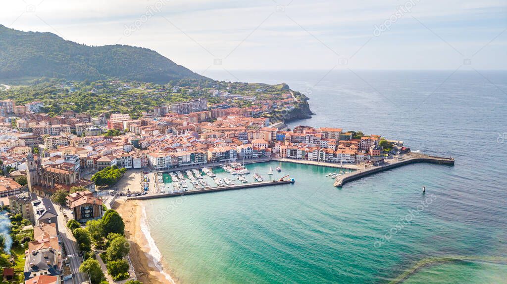 aerial view of lekeitio fishing town, Basque country