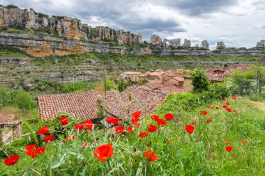 medieval town of orbaneja del castillo, Spain clipart