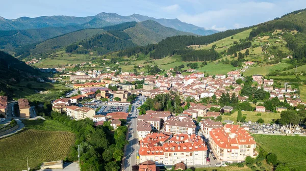 Vista Aérea Potes Cidade Medieval Espanha — Fotografia de Stock