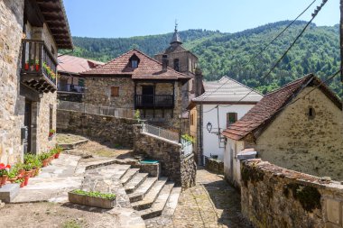 traditional town of otsagabia in navarre pyrenees, Spain clipart