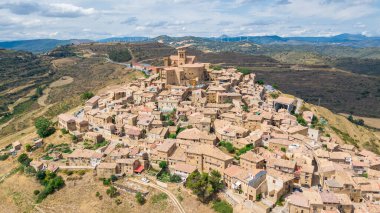 aerial view of ujue medieval town, Spain