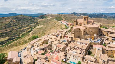 aerial view of ujue medieval town, Spain