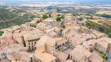 aerial view of uncastillo medieval town in zaragoza province, Spain
