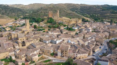 aerial view of uncastillo medieval town in zaragoza province, Spain