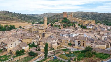 aerial view of uncastillo medieval town in zaragoza province, Spain