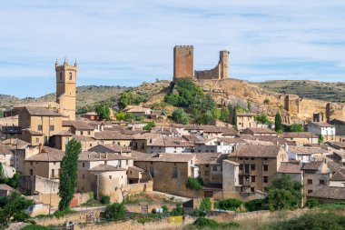 aerial view of uncastillo medieval town in zaragoza province, Spain