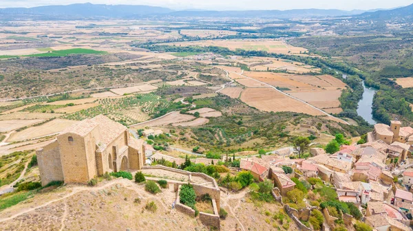 Aerial View Ujue Medieval Town Spain — Stock Fotó