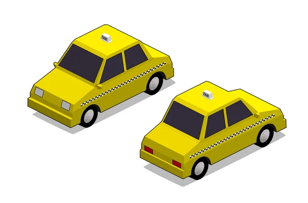 Isometric yellow cab  in isolated white background — Stock Vector