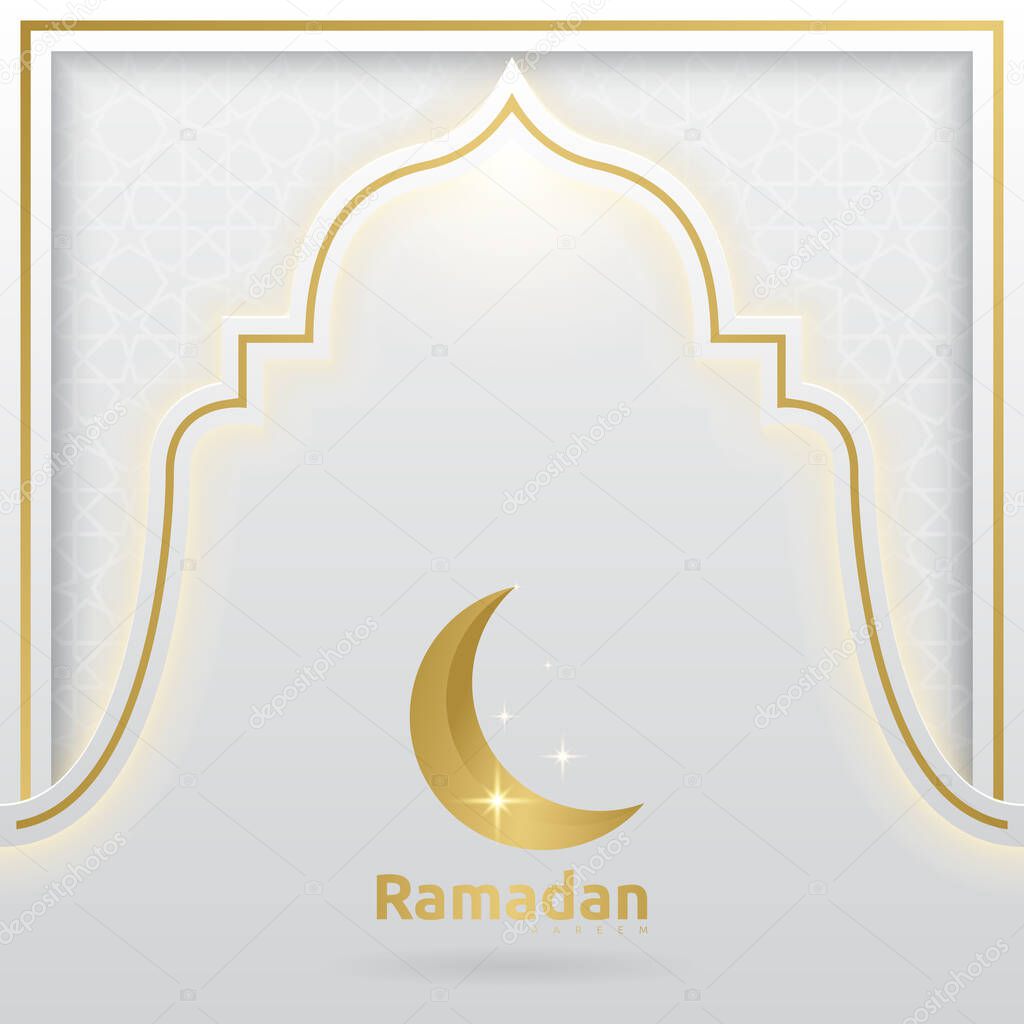 Ramadan Kareem greeting card design with islamic ornament background. Vector illustration