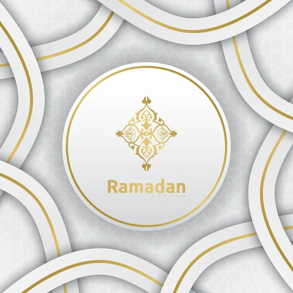 Ramazan Kareem tebrik kartı tasarımı ve İslami süs arkaplanı. Vektör illüstrasyonu