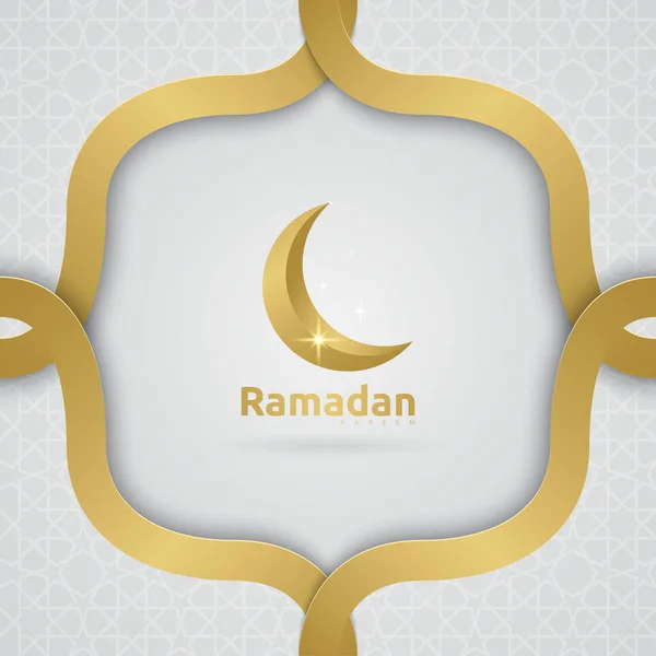 ラマダーン カレームは 背景にイスラム装飾が施されたグリーティングカードのデザイン ベクターイラスト — ストックベクタ