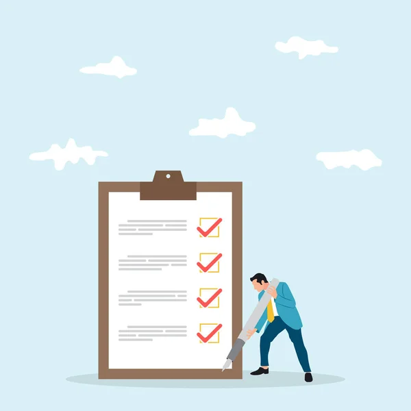 Checklist Voor Voltooiing Van Het Werk Herziening Plan Business Strategie — Stockvector