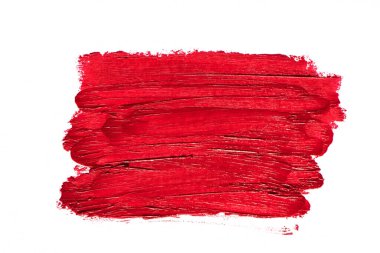 Beyaz arkaplanda kırmızı ruj izi.