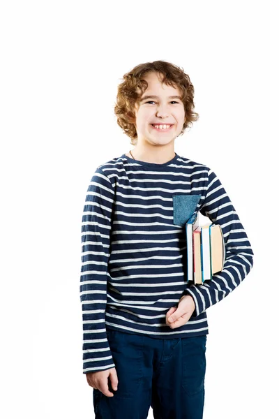 Jongen houdt boeken — Stockfoto