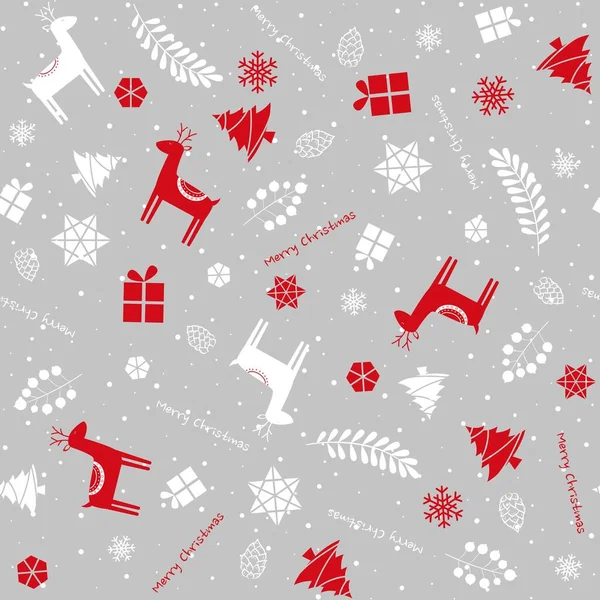 クリスマスツリー 雪の結晶と松のシームレスなクリスマスパターン — ストックベクタ
