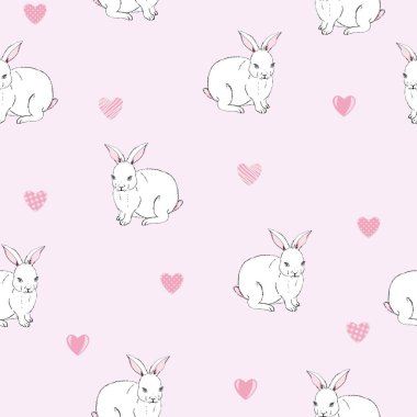 Pembe kalpli kusursuz komik tavşanlar. Kumaş ve giysi çocukları için baskı.