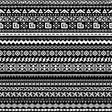 Farklı geometrik desenlerin toplanması. Kusursuz monokrom deseni.