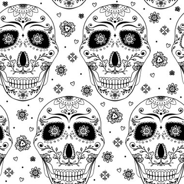 Çiçekli ve kalbi olan bir kafatası..