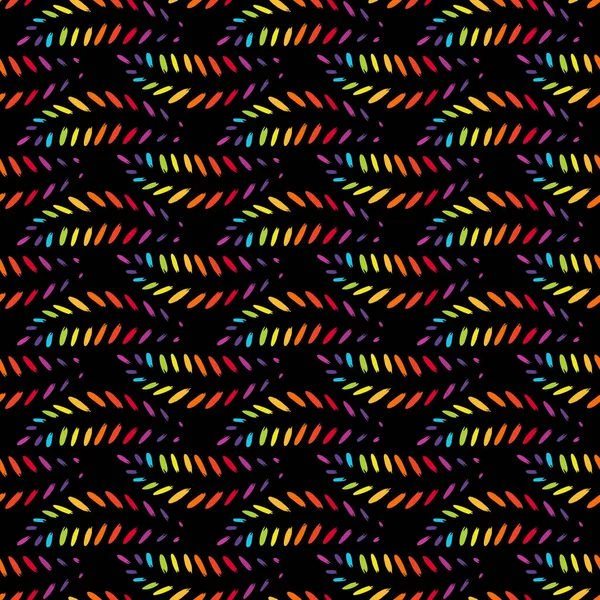 Rainbow Twigs Black Background Seamless Pattern — Stock Vector