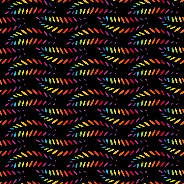 Ramitas Arco Iris Sobre Fondo Negro Patrón Sin Costura — Vector de stock