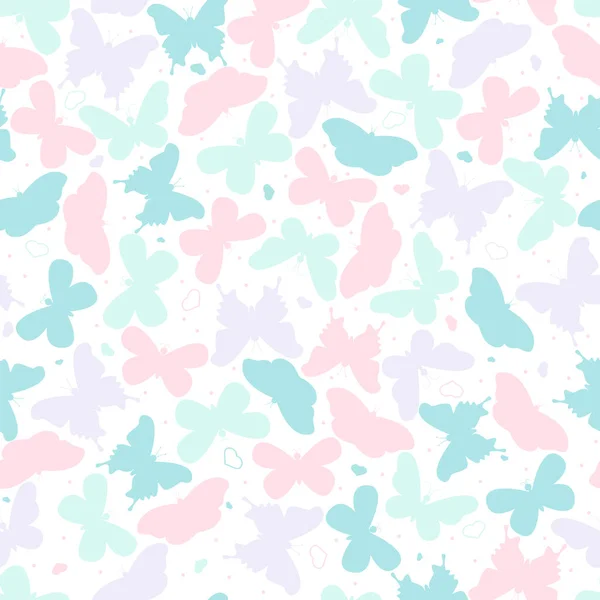 Papillons Aux Couleurs Pastel Coeurs — Image vectorielle