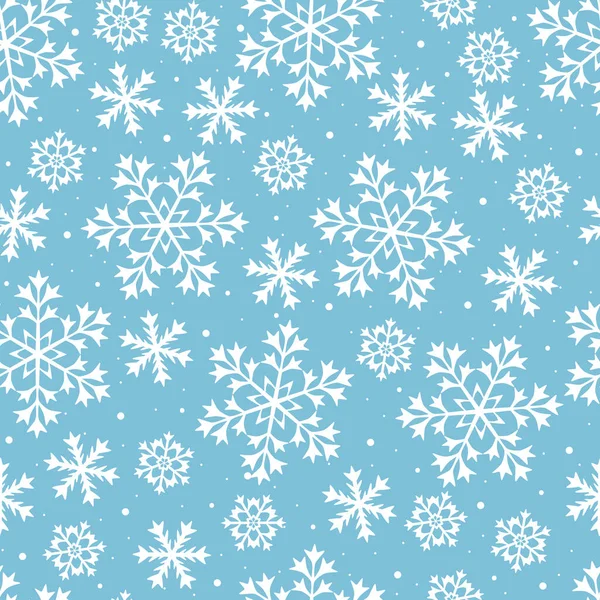 Flocos Neve Brancos Fundo Azul Natal Sem Costura Padrão — Vetor de Stock