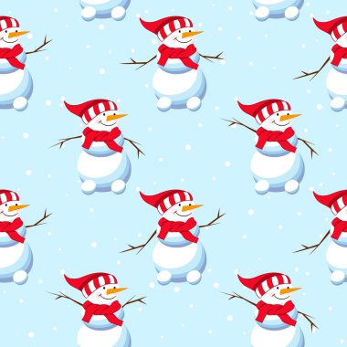 Gülümseyen bir kardan adam. Kusursuz Noel şablonu.