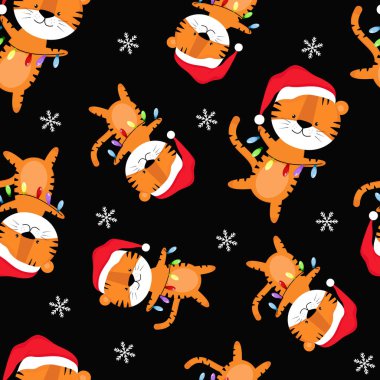 Işıkları olan kusursuz bir kaplan. Kusursuz Yeni Yıl 2022.