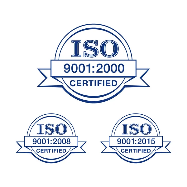 ISO 9001 2000, 2008 och 2015 certifierad stämpel — Stock vektor
