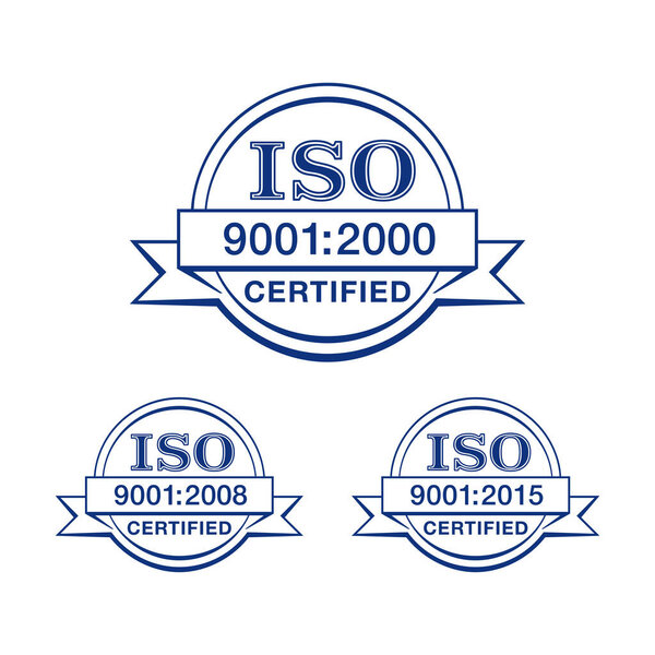 ISO 9001 2000, 2008 and 2015 certified stamp