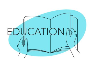 İnce çizgide eğitim - eller kitap sayfalarını çeviriyor