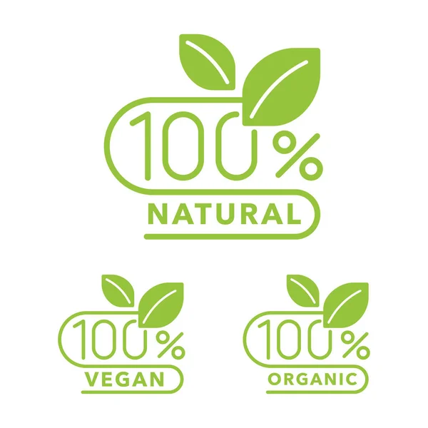 100 ícones naturais, orgânicos, cem por cento vegan — Vetor de Stock