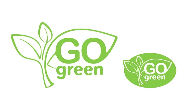 Go Green slogan - timbro ecologico — Vettoriale Stock