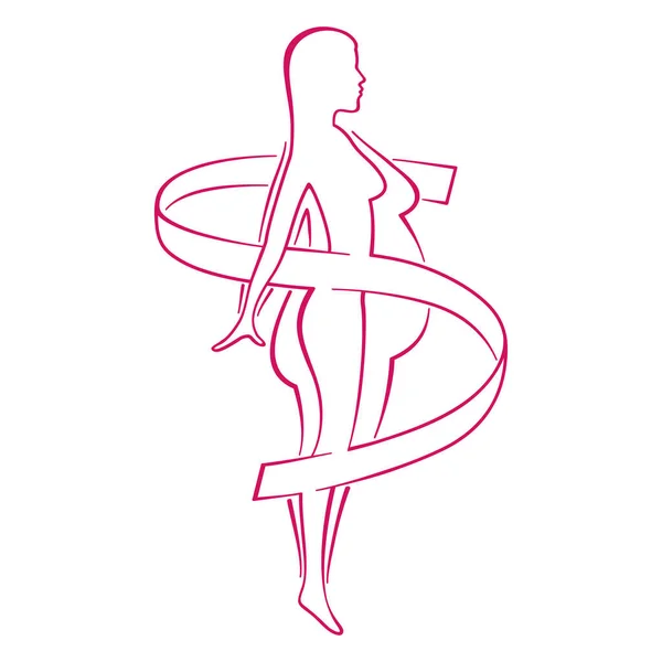 Logotipo de programa de perda de peso com - silhueta feminina — Vetor de Stock