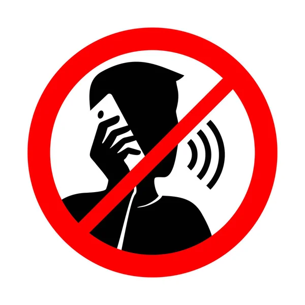 Geen telefoon praten verbod bord met — Stockvector