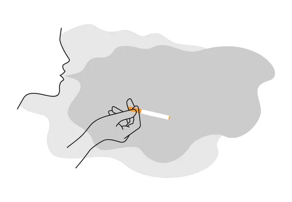 Зупинити куріння жіноча рука і хмара диму — стоковий вектор