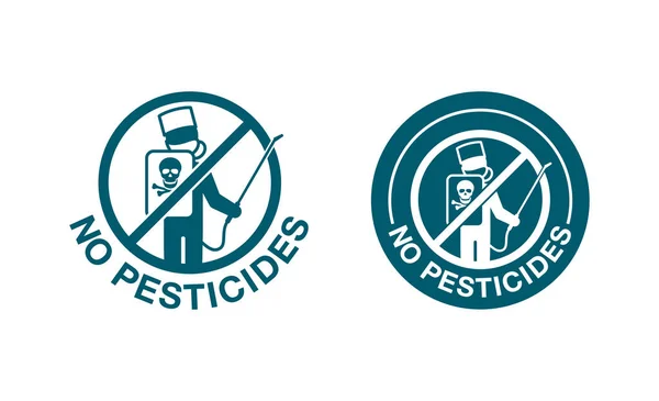 Pas de tampon Pesticides - rayé homme avec pulvérisateur — Image vectorielle