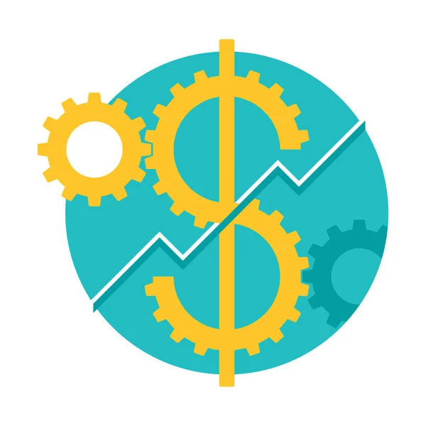 Ekonomi eller investering logotyp - dollartecken med redskap — Stock vektor