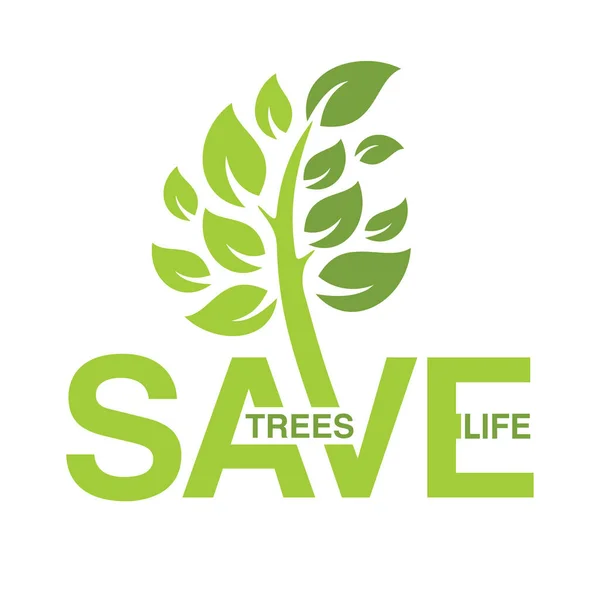 Save Trees Save LIfe slogan in floral decoration — Stock Vector