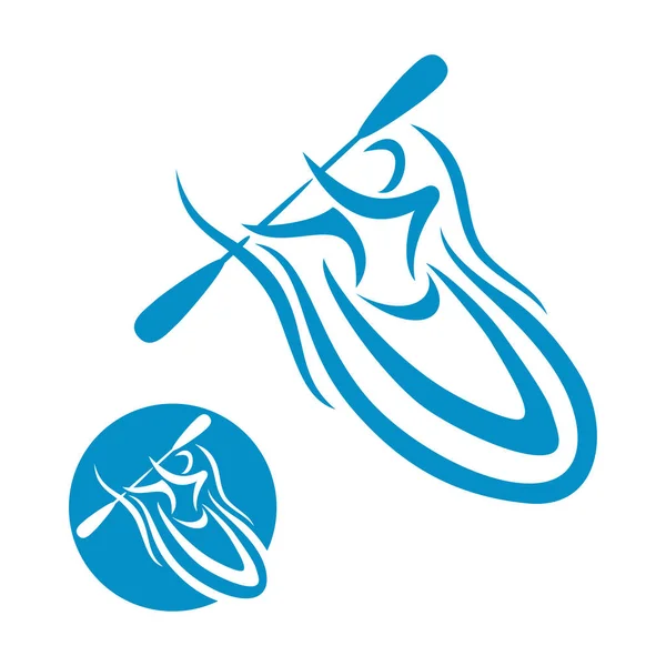 Logo des Kanusports - Person, die den Fluss hinunterpaddelt — Stockvektor