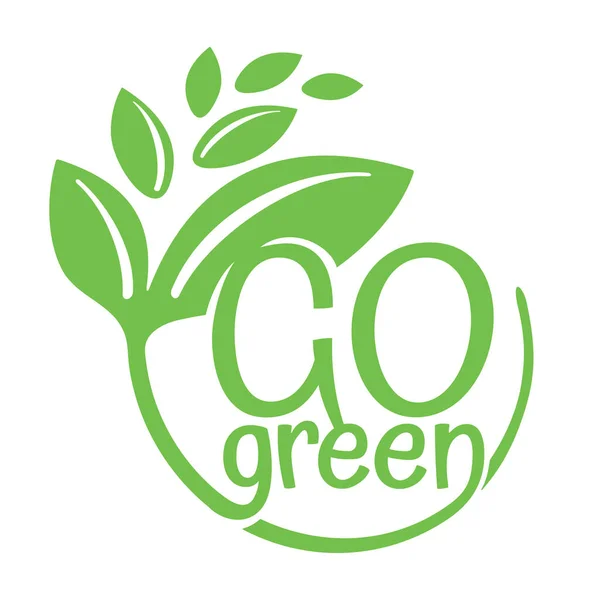 Go Green slogan dans l'emblème écologique — Image vectorielle