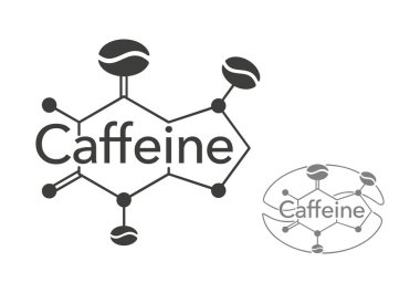 Kafein şeması - kahve çekirdekli moleküller