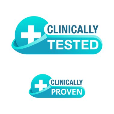 Clinically proven and tested stamps clipart