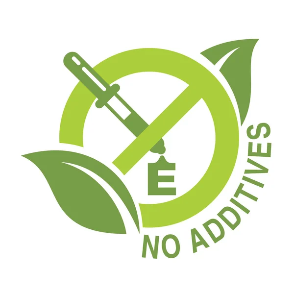 No additives - crossed out eyedropper with leaves — Stock Vector
