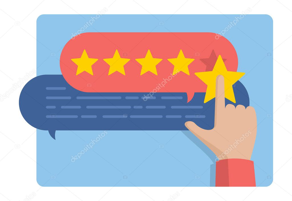 five rating stars and message boxes -  good review