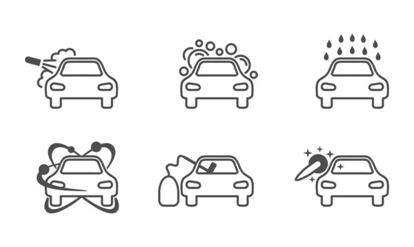 Iconos de lavado de coches para servicios y equipos — Vector de stock