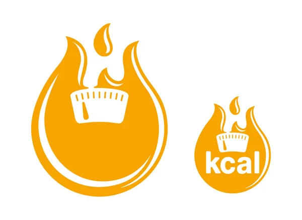Kcal płaska ikona - waga i płomień — Wektor stockowy