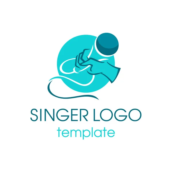 Singer logo - getekende microfoon in de hand — Stockvector